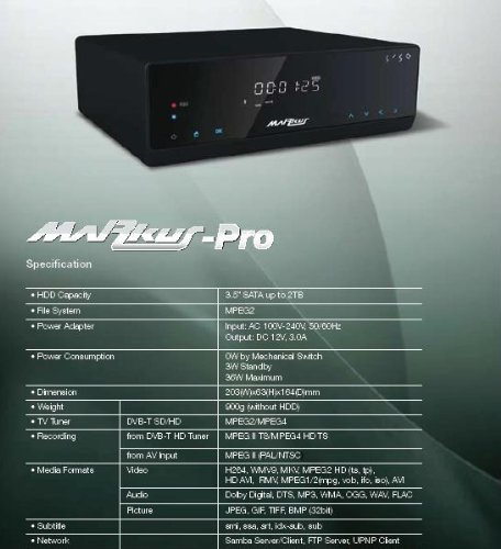Hantech Markus PRO 2 TB HD PVR,Media Recorder,HDMI,1080P,NDAS,HDMI,USB HOST,LAN N4