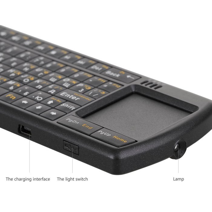 Gtide Russia Language Layout Handheld Mini 2.4G RF Wireless Backlit Keyboard with Touchpad and Flashlight for... N3