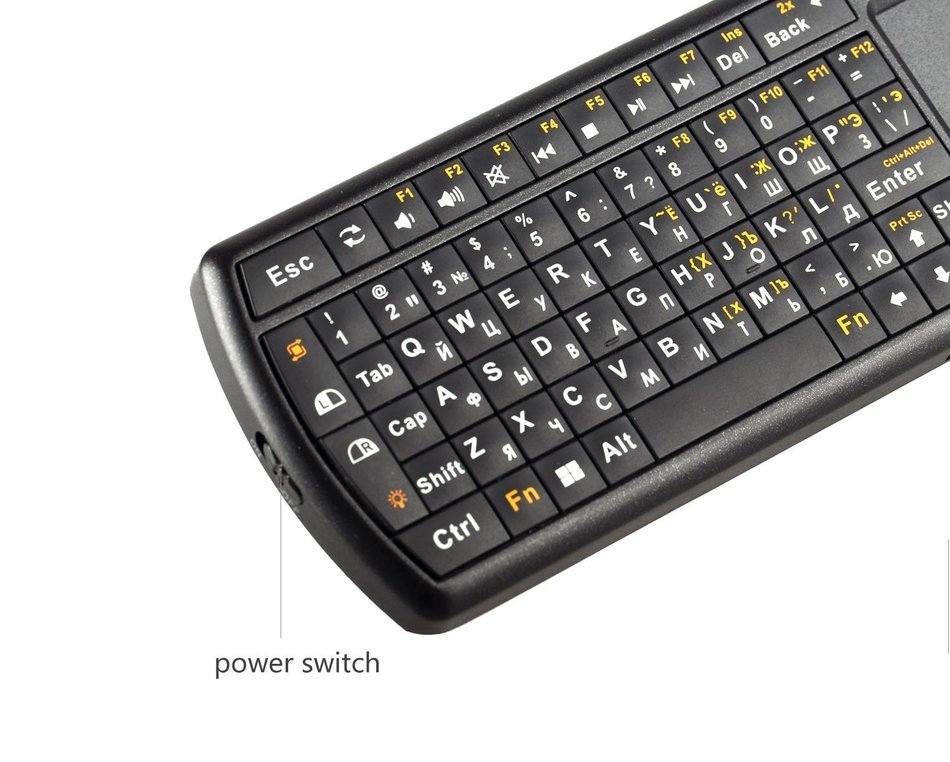 Gtide Russia Language Layout Handheld Mini 2.4G RF Wireless Backlit Keyboard with Touchpad and Flashlight for... N4