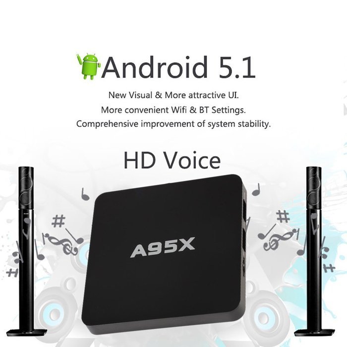 Norbi A95X Android 5.1 OS Quad Core 1G/8G 4K Google Streaming Media Player TV Box with WiFi, HDMI, DLNA