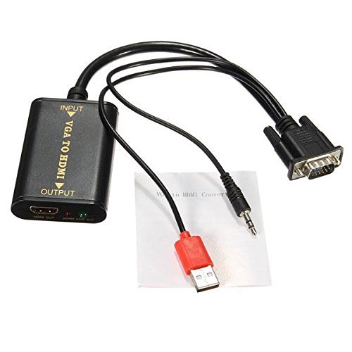 BephaMart 1080P VGA to HDMI HD Audio AV Converter Adapter with TV Video Cable for TV PC