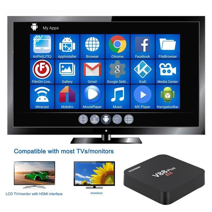 Docooler V88 Plus Smart Android 5.1 TV Box RK3229 Quad Core KODI 16.1 XBMC UHD 4K HDMI 2G / 8G Mini PC WiFi H.265...