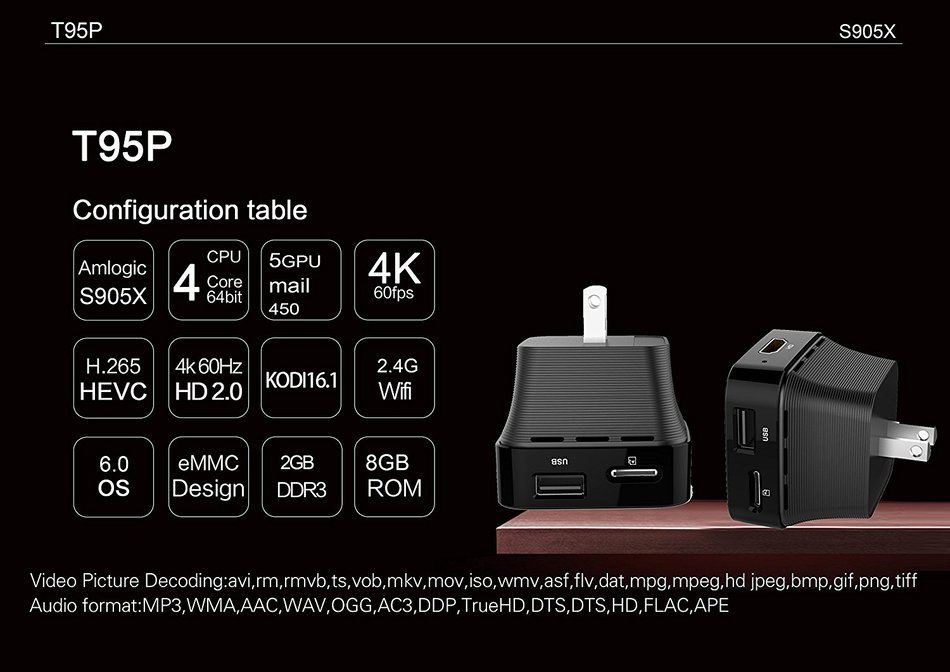 KOLOF T95P Amlogic S905X Mini Android TV Box Kodi 16.1 Ultra HD 4K Quad Core 3D Dual Wifi 2G 8G Streaming Media... N8