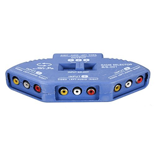 BephaMart Blue 3 Way Port Audio Video AV RCA Switch Selector Box Splitter