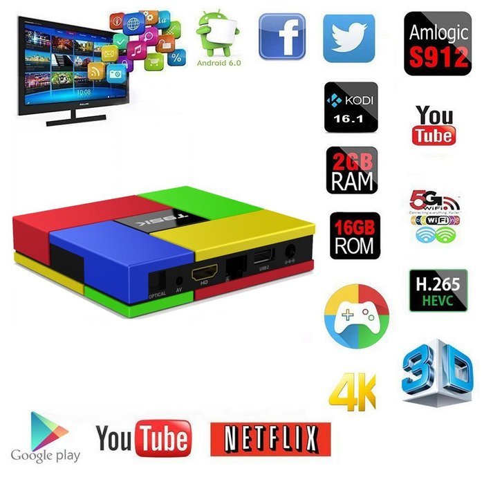 Edal T95K Pro Amlogic S912 TV BOX Android 6.0 HD 4K 1080P 3D 2GB 16GB Octa Core Streaming Media Players Support... N4