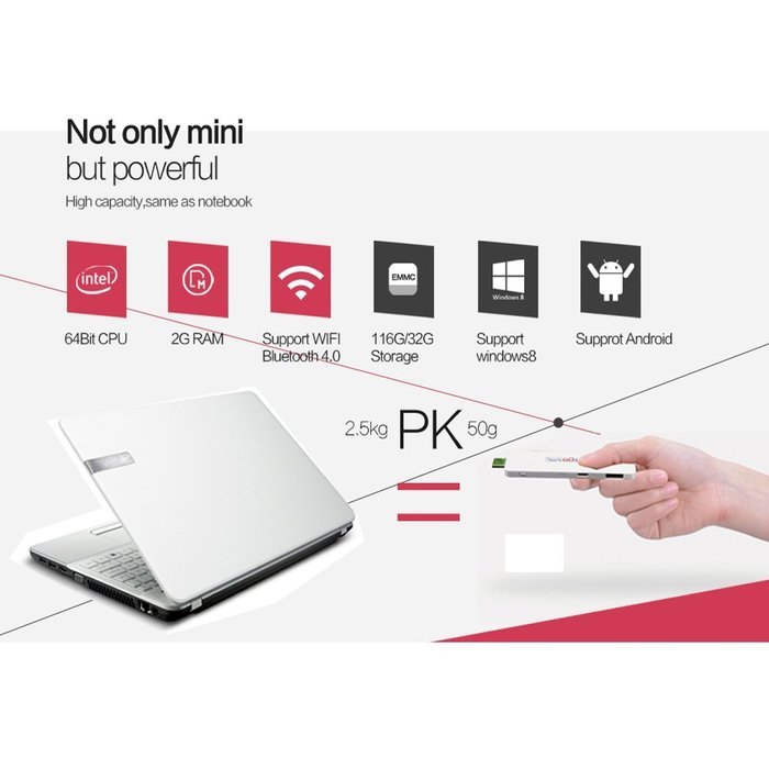MeeGoPad T01 Microsoft Windows 8.1 OS TV Stick - Quad-Core CPU, 2GB RAM, 32GB Internal Memory, Bluetooth, HDMI... N4