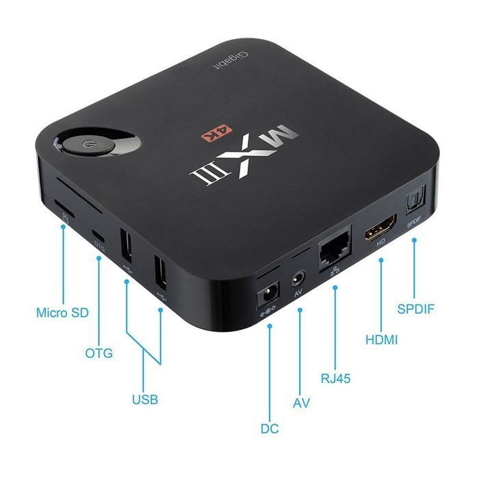 Yubng Google Android 4.4 Tv Box XBMC MXIII MX3，Full Hd Media Player 4k 3d Movie （2G RAM, 8G ROM）