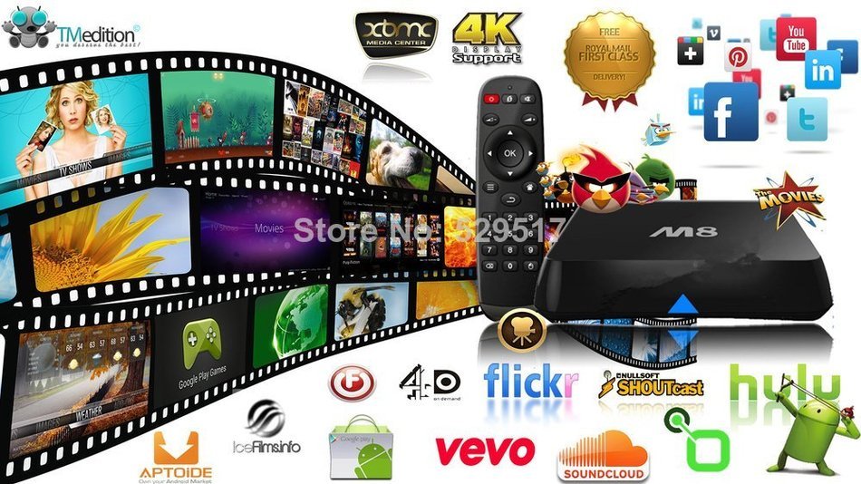 Generic M8 Android TV Amlogic S802 Quad Core 4.4 Kitkat Smart TV Box 2G/8G GPU 4K Hdmi XBMC Media Player 2.4G/... N6