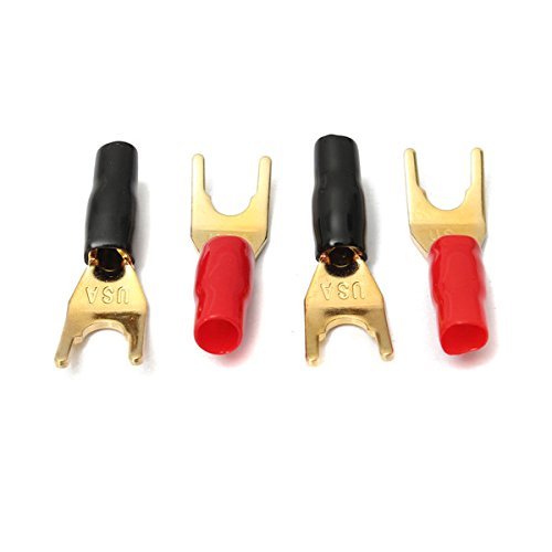 BephaMart 4 Pcs Gold Plated Tuning Fork Banana Y Spade Plug Solderless Speaker Cable Power N2