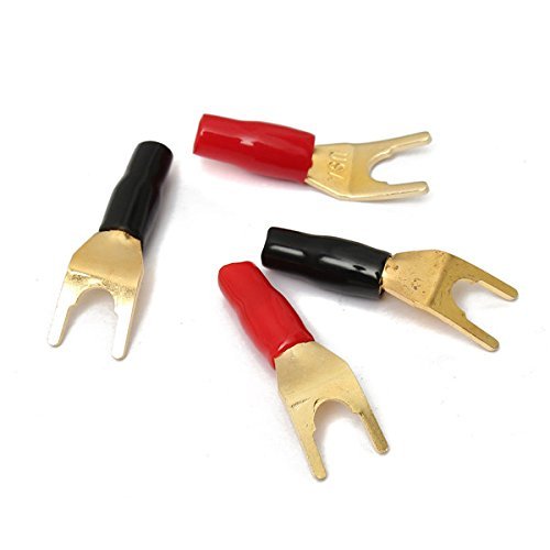 BephaMart 4 Pcs Gold Plated Tuning Fork Banana Y Spade Plug Solderless Speaker Cable Power N3