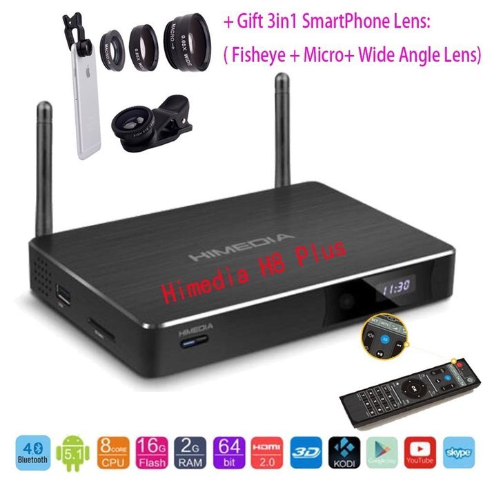 SUNKINFON HIMEDIA H8 PLUS Bluetooth 4.0 Smart Android 5.1 TV Set-Top Box: 4K 3D BD-ISO UHD Octa Core 2GB/16GB,... N2