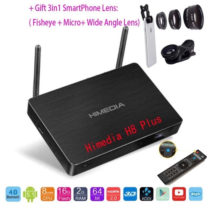SUNKINFON HIMEDIA H8 PLUS Bluetooth 4.0 Smart Android 5.1 TV Set-Top Box: 4K 3D BD-ISO UHD Octa Core 2GB/16GB,... N5