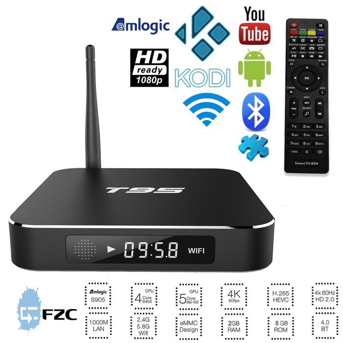 Newest Quad core KODI 16.0 Smart Android 5.1 TV box with 2GB RAM 8GB ROM 2.4G/5G Dual Wifi Band Bluetooth4.0 4K...