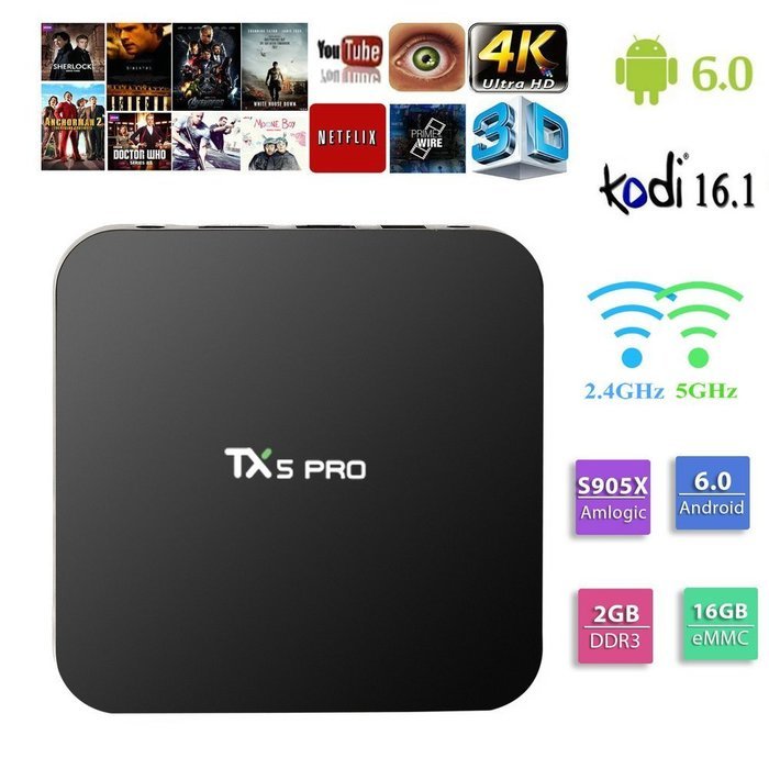 TX5 pro Smart Android TV Box Android 6.0 Marshmallow S905X 2.0GHz Streaming Media Player with Kodi 16.1 Fully...
