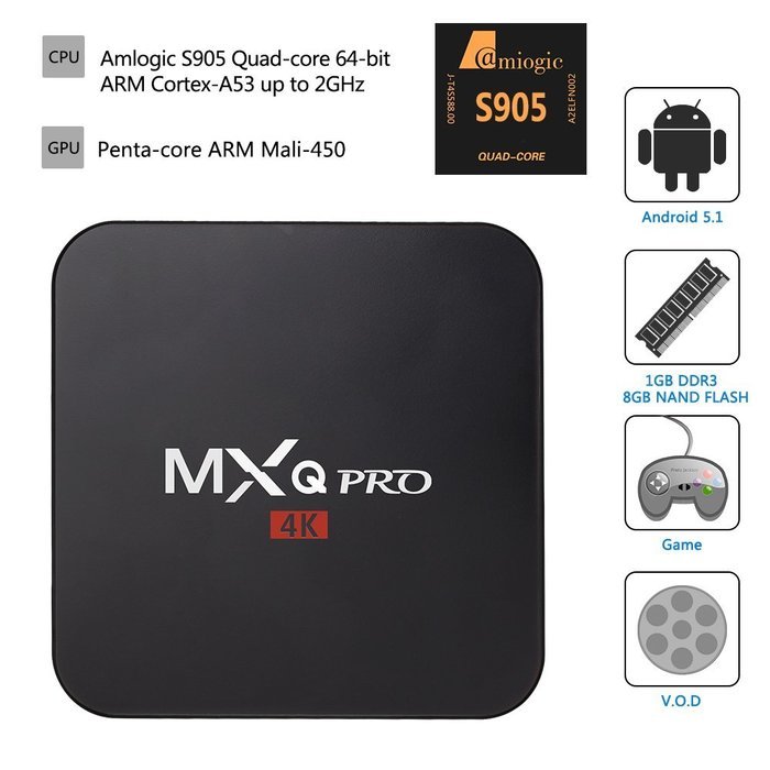JUSHENG MXQ Pro 4K Amlogic S905 Chipset Android 5.1 Lollipop OS Quad Core 1G/8G 4K Google Streaming Media Player... N4