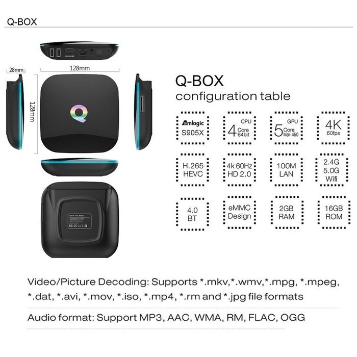 Docooler Q-BOX Smart Android 6.0 TV Box (S905X Quad-core 64 Bits 2G / 16G XBMC 4K 3D Mini PC 2.4G / 5G WiFi &... N2