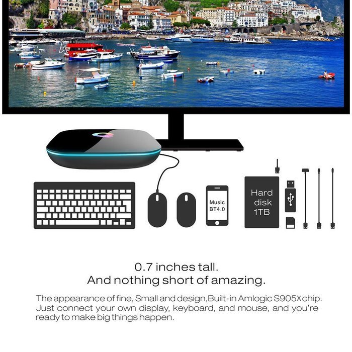 Docooler Q-BOX Smart Android 6.0 TV Box (S905X Quad-core 64 Bits 2G / 16G XBMC 4K 3D Mini PC 2.4G / 5G WiFi &... N3