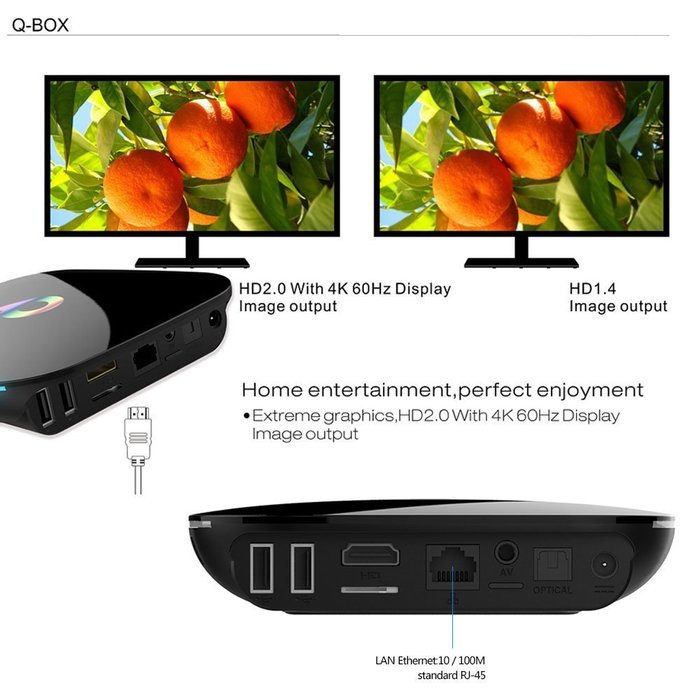 Docooler Q-BOX Smart Android 6.0 TV Box (S905X Quad-core 64 Bits 2G / 16G XBMC 4K 3D Mini PC 2.4G / 5G WiFi &... N4