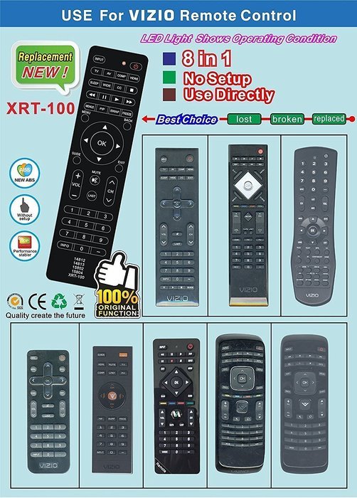 New Vizio XRT100 Universal Remote Control for All VIZIO BRAND TV, Smart TV - 1 Year Warranty N5