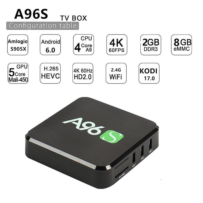 Refresh Your Life Newest A96S Smart TV Box Android 6.0 Full Loaded Add-ons with KODI 17.0 Amlogic S905X Quad Core... N2