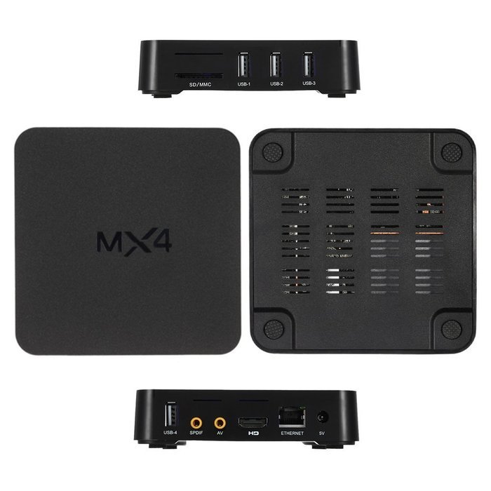 Vipwind MX4 Smart Android TV Box RK3229 Quad-core Cortex A7 1G/8G WiFi LAN 2160P XBMC DLNA UHD 4K2K 3D H.265 HD... N4