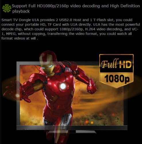 Kingzer U1A Android 4.0 TV Box Stick HDMI 1.2GHz WiFi HD 1080P/2160P Mini PC 4GB N2