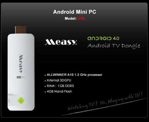Kingzer U1A Android 4.0 TV Box Stick HDMI 1.2GHz WiFi HD 1080P/2160P Mini PC 4GB N4