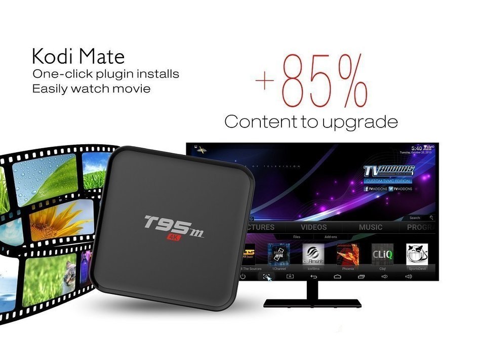 Android TV Box, CandyQ T95M Smart Streaming Media Player Pre installed Amlogic S905 Quad-core cortex-A53 Android... N5