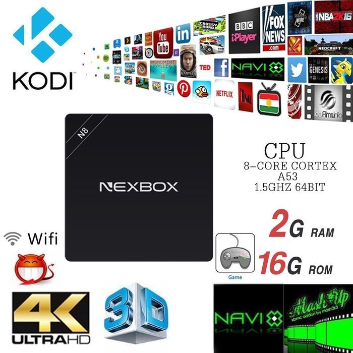 YESER NEXBOX N8 Android TV Box KODI 15.2 HDMI 4K2K H.265 3D Video WiFi Media Player RK3368 A53 8-core Support...