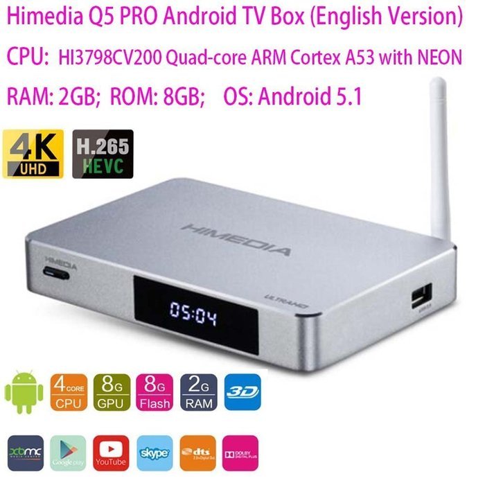 SUNKINFON High-end HiMedia Q5 PRO Quad Core Smart Android 5.1 TV Box: English Firmware Hisilicon Hi3798CV200,... N2