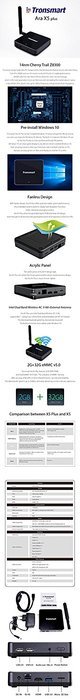 Tronsmart Ara X5 Plus Windows 10 TV Box Cherry Trail Z8300 Quad Core 1.8GHz 2G/32G 2.4G/5GHz Dual WiFi N6