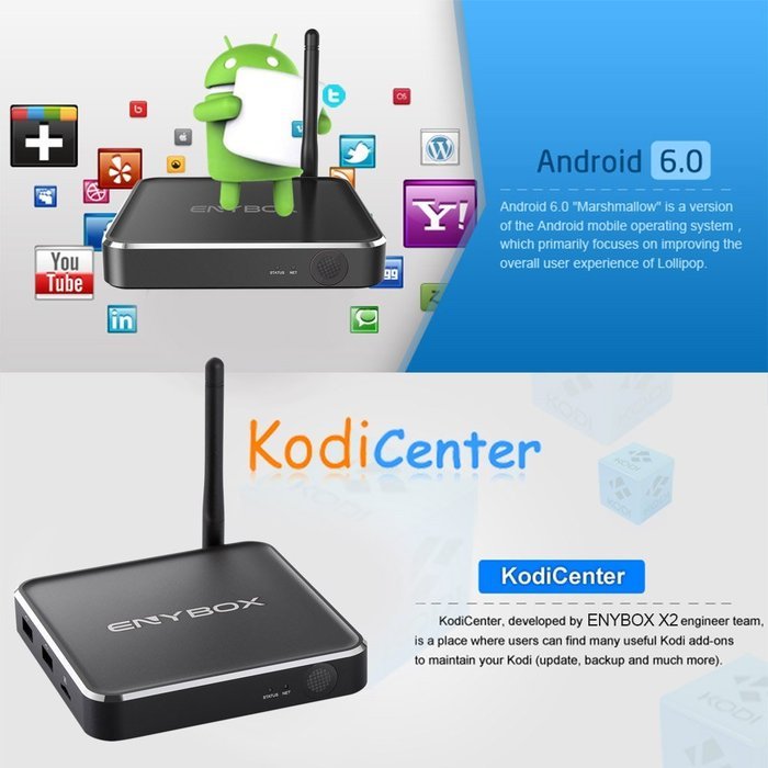 Vipwind ENYBOX X2 2GB/16GB 4K Smart Android 6.0 TV Box S912 Octa-Core 60FPS KODI16.1 2.4G&5G WiFi Airplay Miracast... N6
