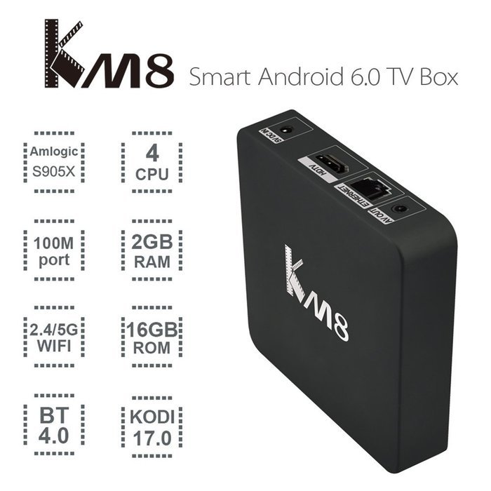 Vipwind KM8 Smart Android 6.0 TV Box Amlogic S905X Quad-core 2GB/16GB KODI 17.0 VP9 H.265 4K 2.4G & 5G WiFi TV... N2