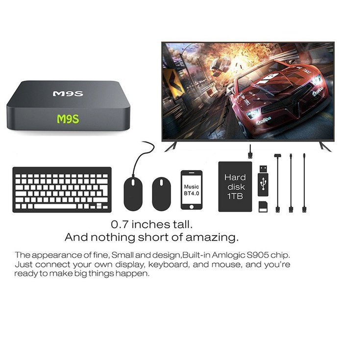 KODI 16.0 TV Box Fully Loaded, M9S Smart Wifi Android 4K Ultra HD DRR3 1GB Memory+8GB Storage S905 Bluetooth Blu-ray... N6