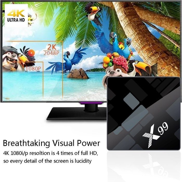 Fxexblin X99 Tv Box Amlogic S912 Android 6.0 2G/16G KODI Supports 2.4G/5G Dual Band Wifi 4K HD Output Bluetooth... N4