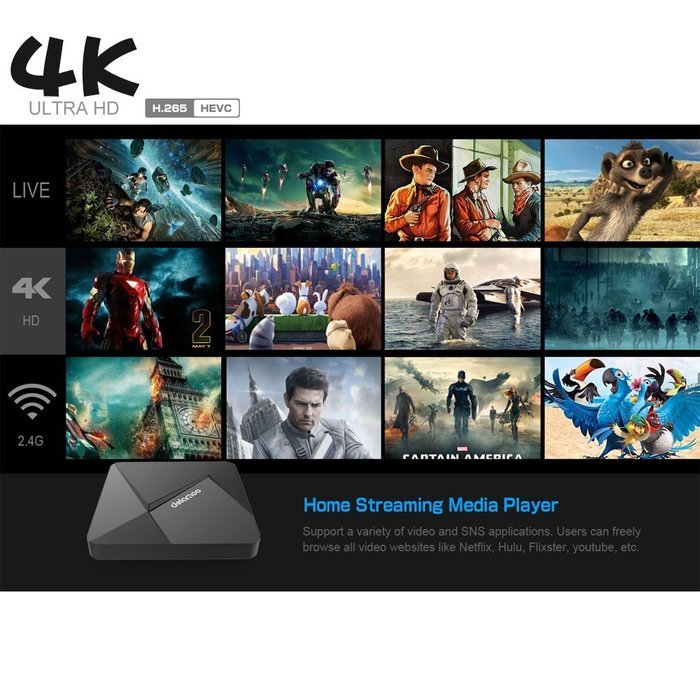 2016 &nbsp;D5 Android 5.1 TV Box Streaming Media[1GB/8GB/4K/H.265/2.4G WiFi] RK3229 Quad-core 32Bit with Kodi 16.1 N2