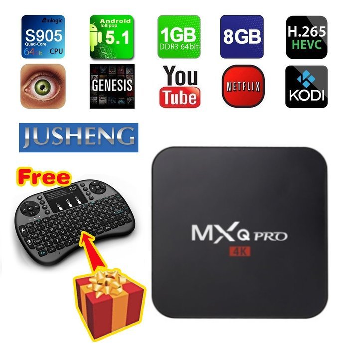 JUSHENG [Free I8 Wireless Mini keyboard] MXQ Pro 4K Amlogic S905 Chipset Android 5.1 Lollipop OS Quad Core 1G/...