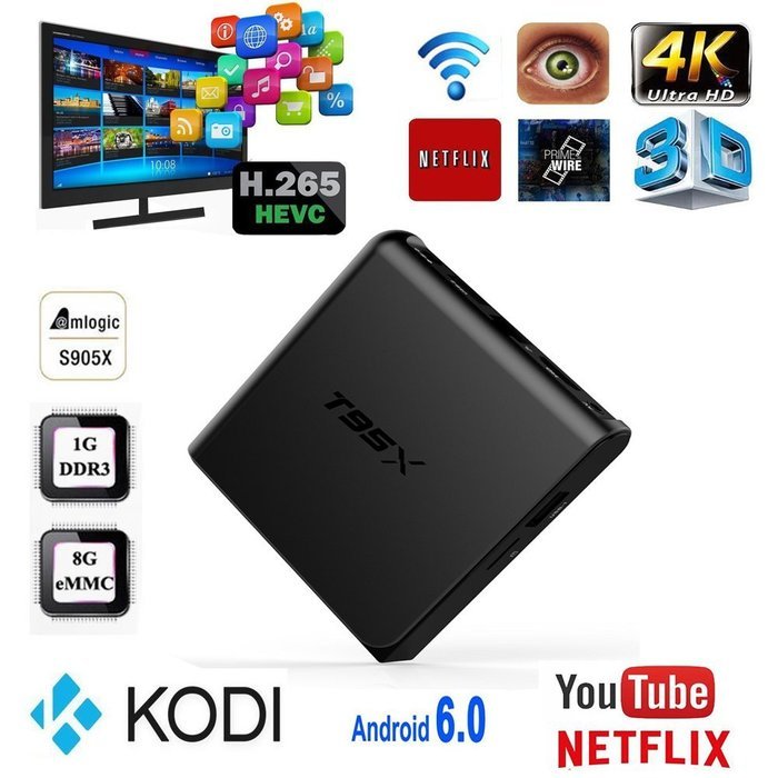 HUBEE T95X TV Box Android 6.0 Marshmallow Amlogic S905X 64bit Quad Core 1G 8G XBMC Kodi 16.1 Ultra HD 4K 60fps... N2