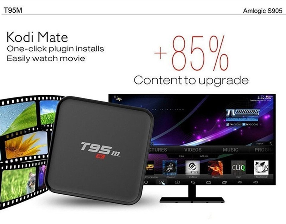 T95M Android TV Box Amlogic S905 Quad Core KODI 16.0 Pre-installed HD 4K2K 1G/8G HDMI WiFi Android 5.1 Smart Streaming... N6
