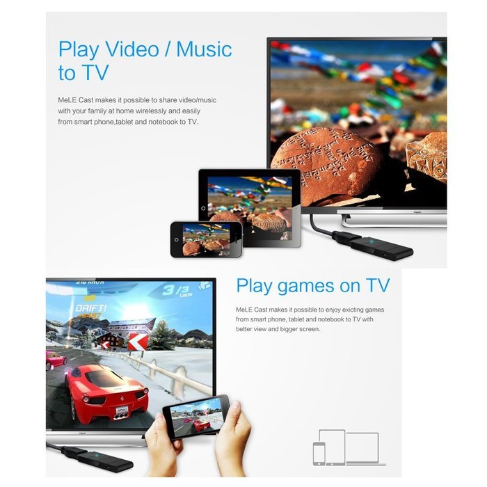 New MeLE Cast S3 DLNA Dongle HDMI Android Streaming Media Player For iOS Android Windows Mac N4