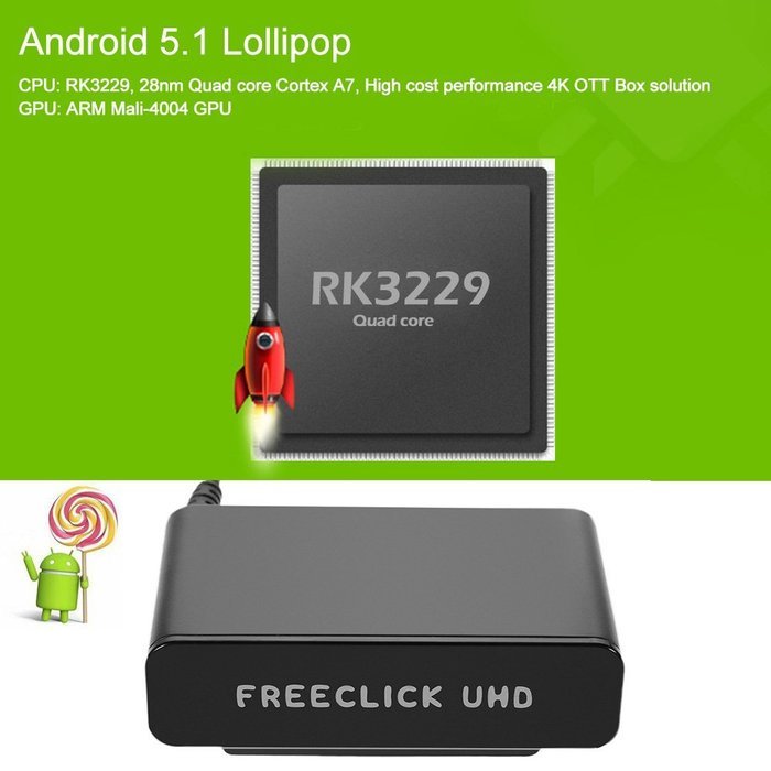 Docooler Smart Android TV Box TV Clip Android 5.1 RK3229 Quad-Core KODI 15.2 XBMC UHD 4K 1G / 8G DLNA Miracast... N8