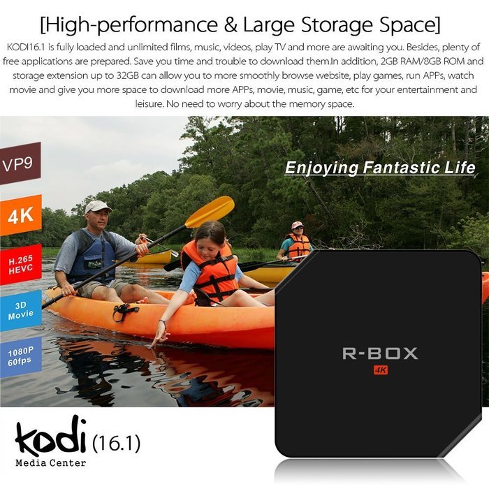Docooler&reg; R-BOX Smart Android5.1 TV Box RK3229 28nm Quad Core Cortex-A7 2GB / 8GB OTT Box w/ KODI16.1 XBMC UHD... N7
