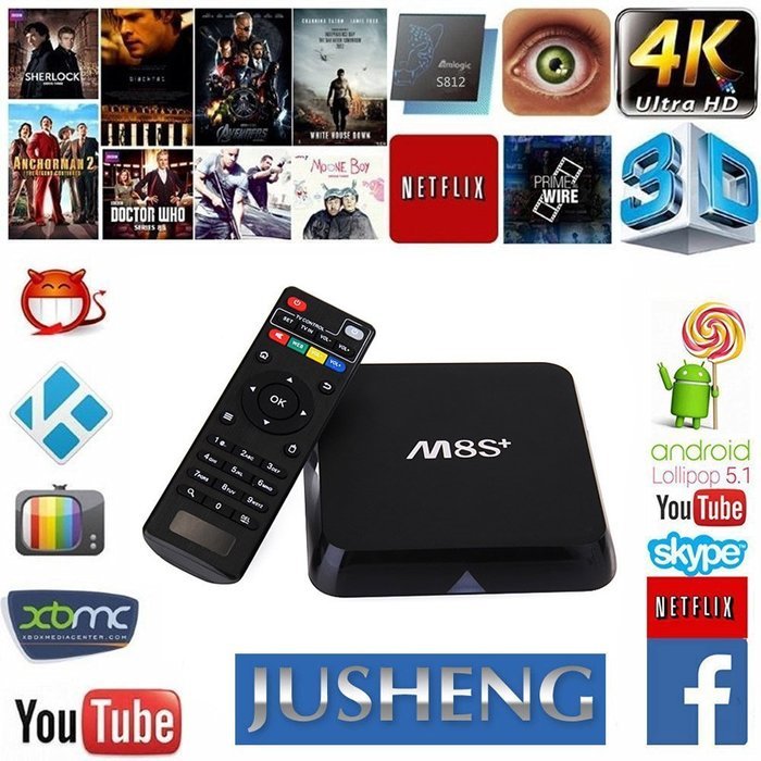 JUSHENG M8S+ Plus Android 5.1 TV Box Streaming Media Players 2G/8G Amlogic S812 Quad Core 4K 1000M Gigabit Lan...