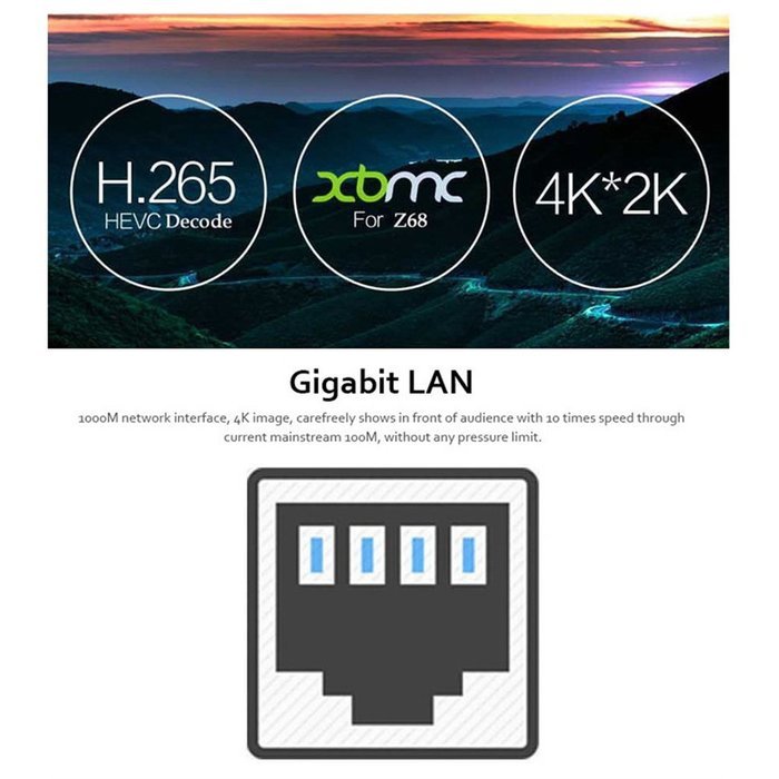 VIGICA Z68 Android 5.1 RK3368 Octa Core TV BOX 2GB/16GB H.265 4K2K Player HDMI 2.4G+5G Dual Band WiFi Streaming... N4