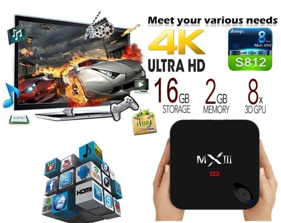 (I8 Wireless Keyboard)MXIII Streaming Media Player Smart TV 4K2K Full HD Android Smart TV Box Amlogic S812 2.0Ghz... N8
