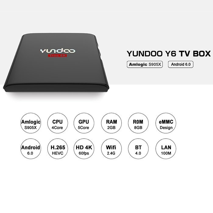 KOLOF YUNDOO Y6 Amlogic S905X OTT TV Box RAM 2G ROM 8G Android 6.0 KODI 16.1 Quad Core Streaming Media Player... N3