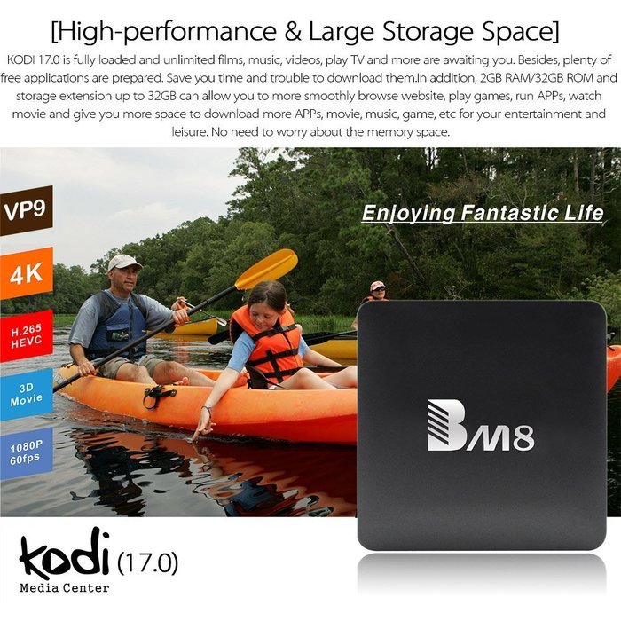 Docooler BM8 Smart Android TV Box Amlogic S905X 2GB / 32GB Android 6.0 Quad Core 64bit KODI17.0 XBMC VP9 UHD 4K2K60fps... N6