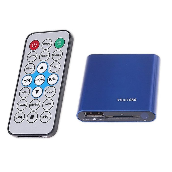 Eforbest Mini 1080P HD Media Player with HDMI/AV/USB/SD/MMC/USB Host funciton,Blue