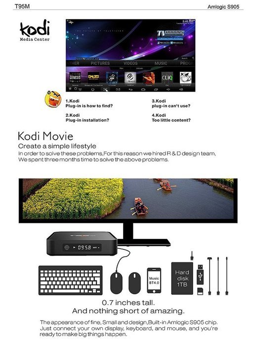 [Latest Version] HONGYU T95M 4K 1G/8G Android 5.1 Lollipop Smart TV Box Amlogic S905 Kodi 16.0 XBMC Full Loaded... N5