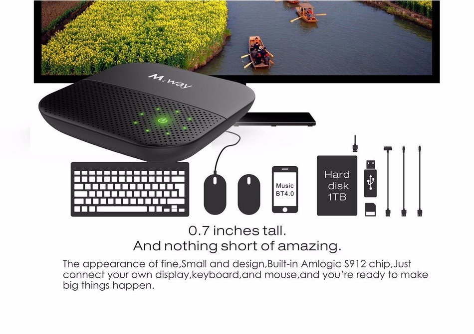 Smart TV Box, M.Way Amlogic S912 Android 6.0 TV Box 2.4G 5G Bluetooth 4.0 HD Octa-core 2GB+16GB Dual WiFi 3d 4k... N10
